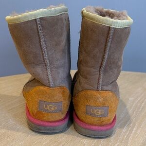UGG Tan and Pink Shearling Boots